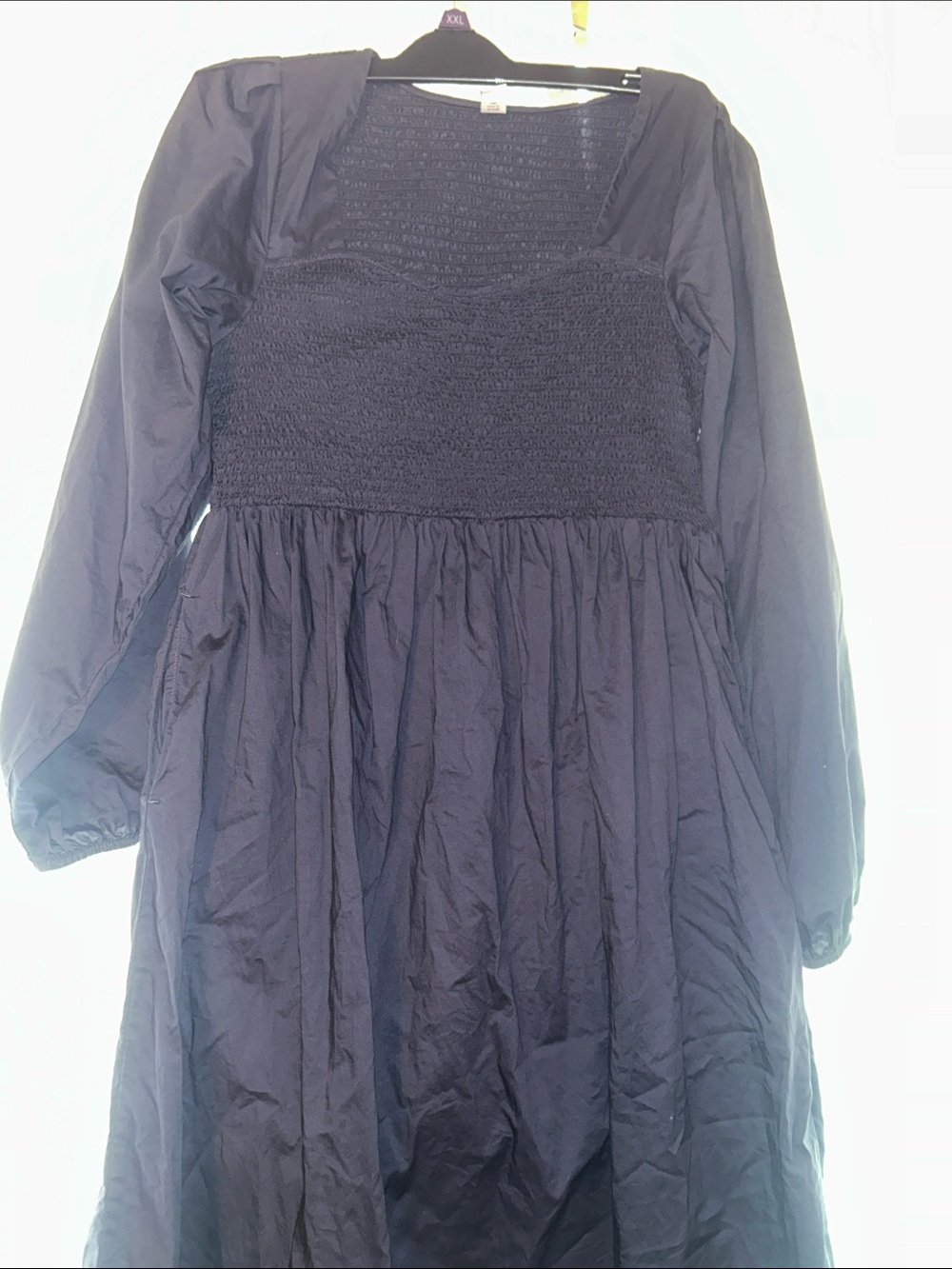 Old Navy Navy Long-Sleeve Smocked Bodice Dress
